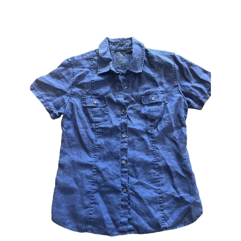 Relax by Tommy Bahama Women’s Camp Linen Button Down Shirt Size Small​​​​​​​